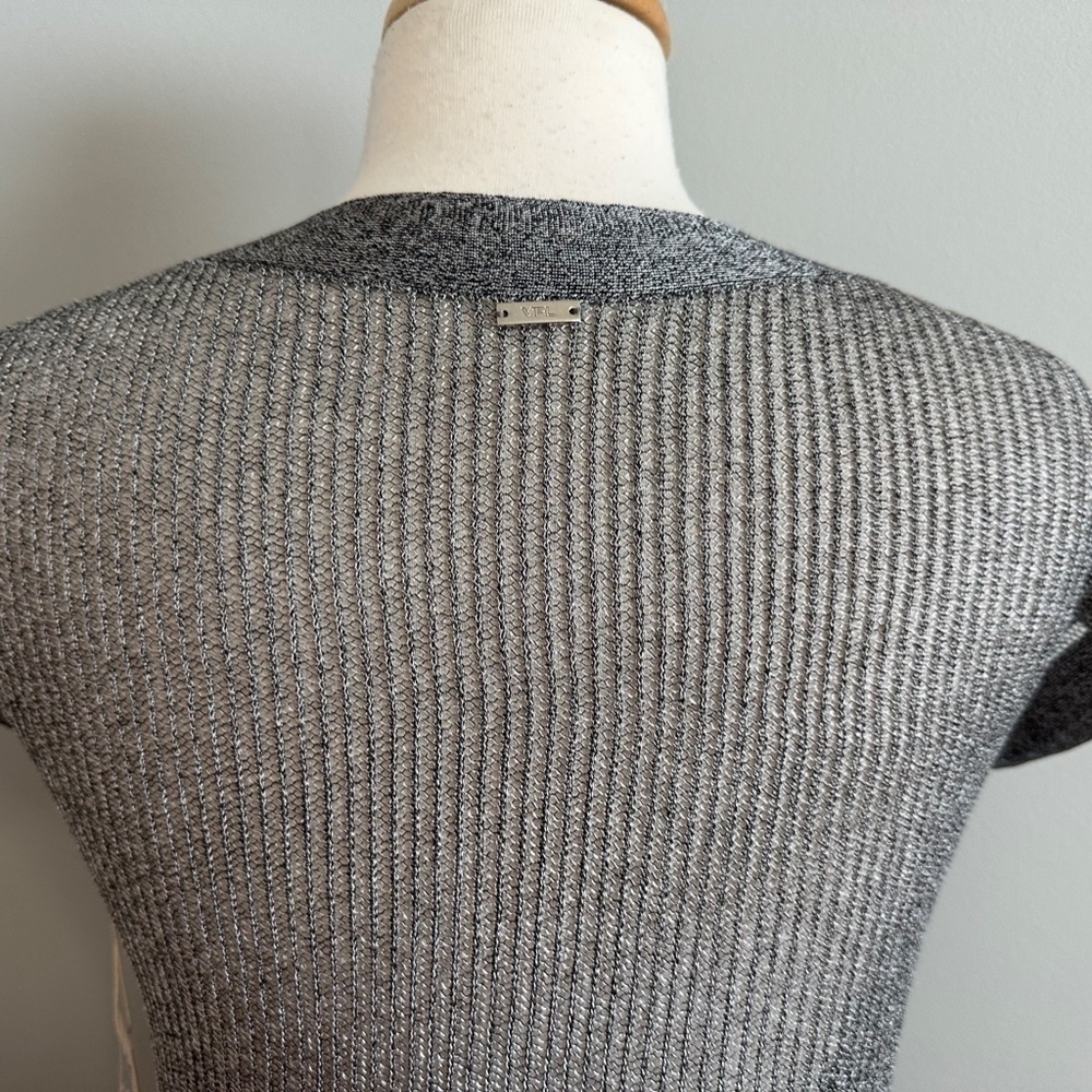 VPL Two Silver Open Shimmery Dress Open Knit Blouse Tunic Sweater Women's S NWT - Picture 8 of 12